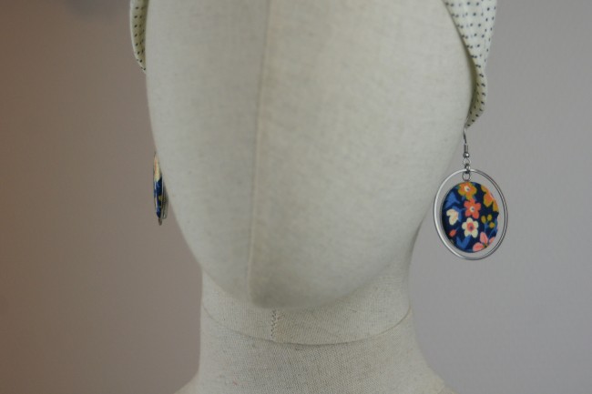 Boucles d'oreilles série Agathe en tissu motif floral
