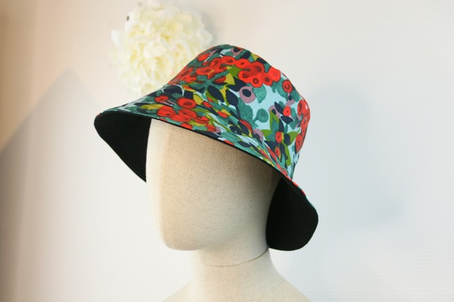 Chapeau de pluie Ernest coton enduit rouge et vert