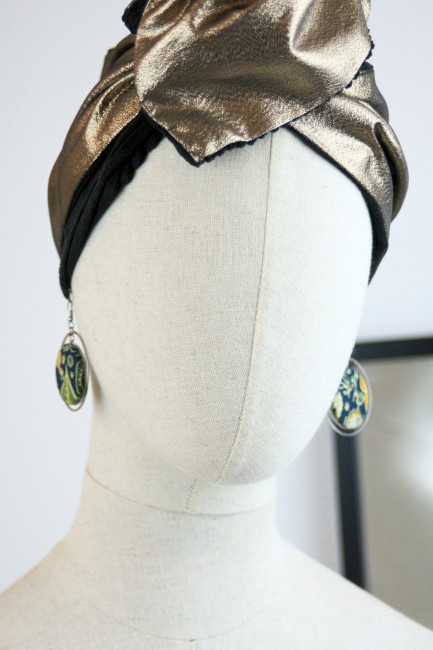 Boucles d'oreilles en coton indien vert et jaune