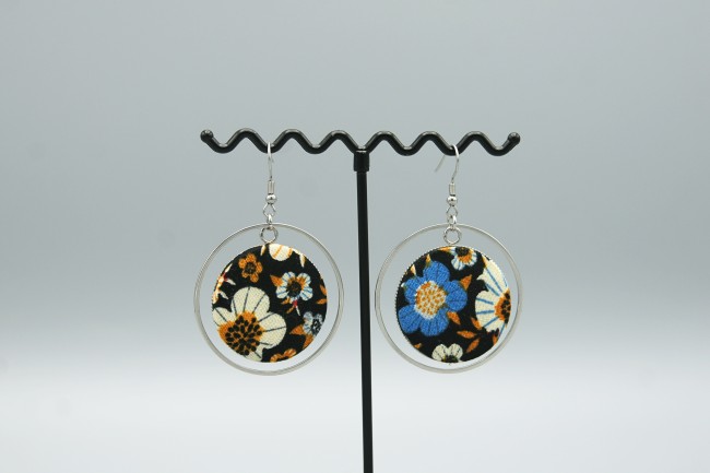 Bo Agathe à fleurs bleu et orange