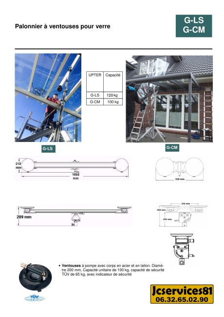ÉLÉVATEUR ÉLECTRIQUE DE POSE CM340 / CM520 AVEC PALONNIER A VENTOUSE ÉLÉVATEUR ÉLECTRIQUE DE POSE CM340 / CM520 AVEC PALONNIER A VENTOUSE