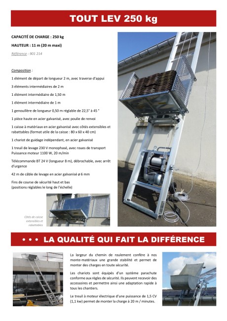 MONTE-MATÉRIAUX EMBOITABLE TOUTLEV 250 