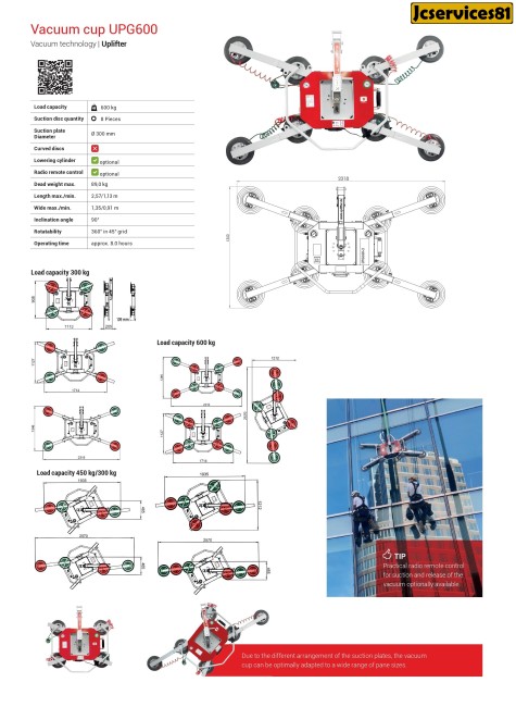 PALONNIER A VENTOUSE UPLIFTER UPG600 