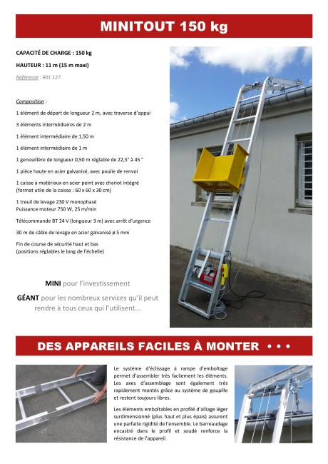 MONTE-MATÉRIAUX EMBOITABLE MINITOUT 150  