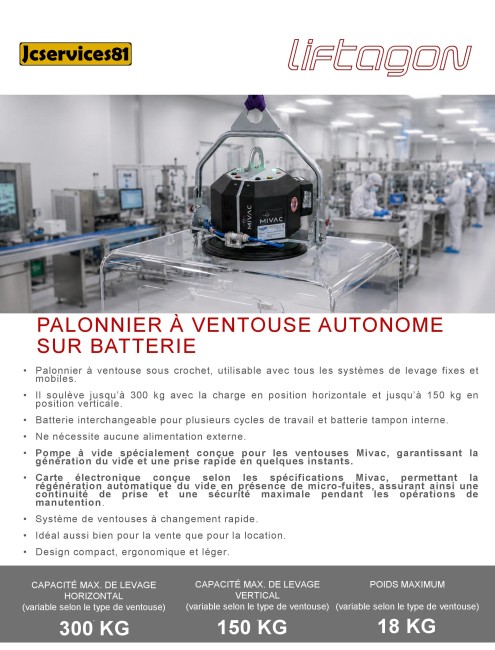 PALONNIER A VENTOUSE AUTONOME LIFTAGON PALONNIER A VENTOUSE AUTONOME LIFTAGON