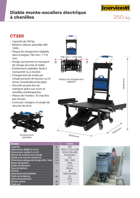 DIABLE MONTE-ESCALIERS A CHENILLES CT250 DIABLE MONTE-ESCALIERS A CHENILLES CT250