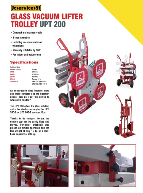 PALONNIER A VENTOUSE UPLIFTER UPG350 PALONNIER A VENTOUSE UPLIFTER UPG350