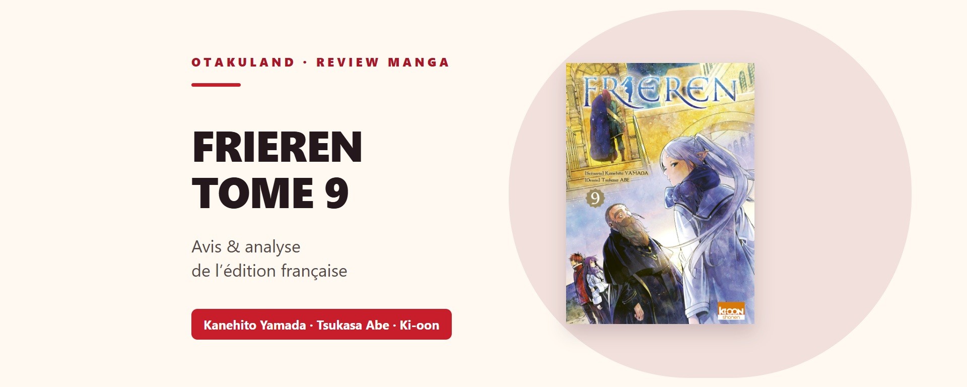 Couverture française de Frieren tome 9, intégrée à la composition de la review
