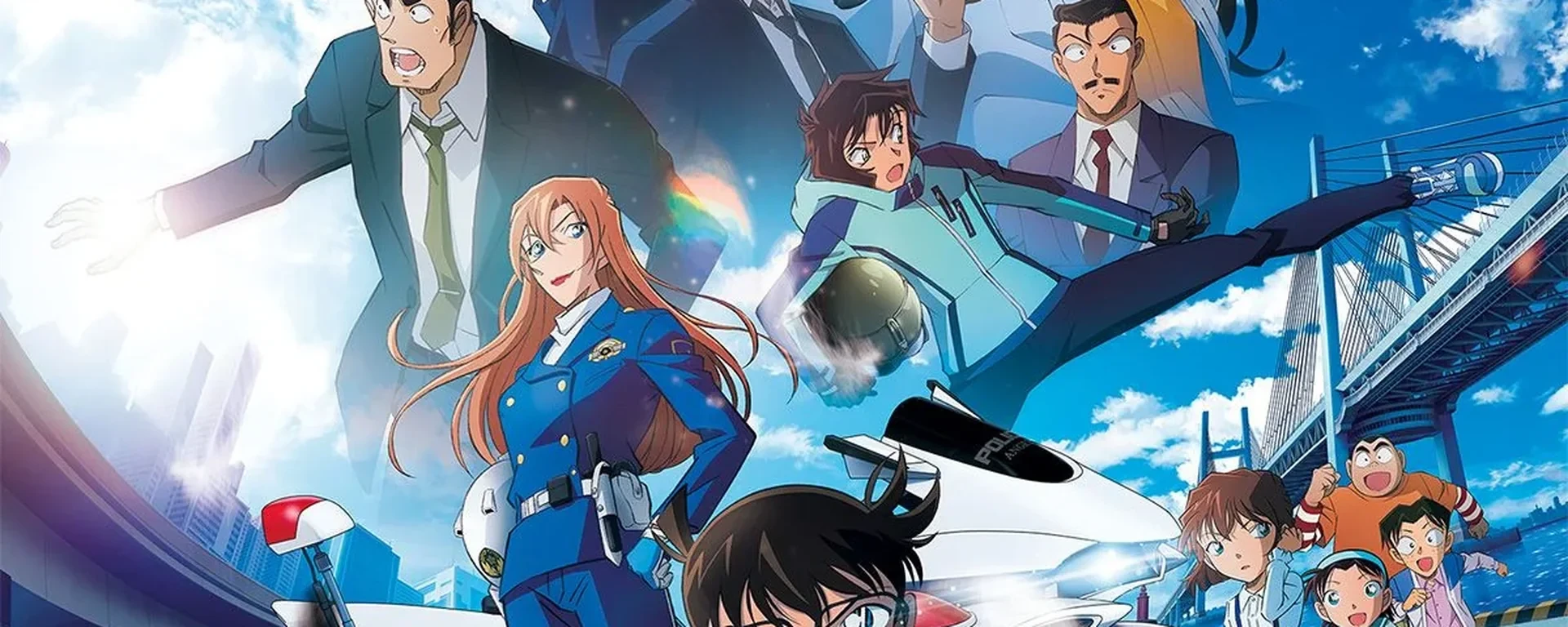 Détective Conan film 29 avec Conan Edogawa, Chihaya Hagiwara et la moto de police