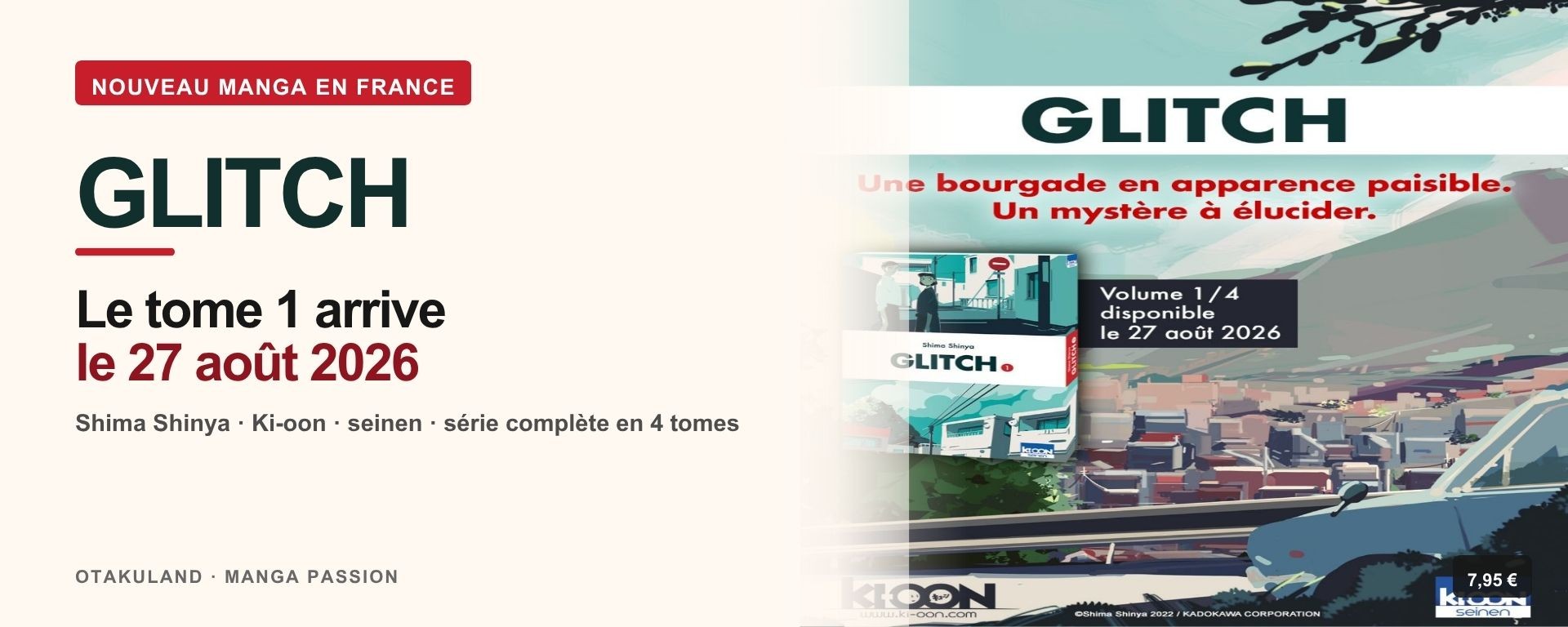 Glitch de Shima Shinya, tome 1 annoncé en France chez Ki-oon le 27 août 2026