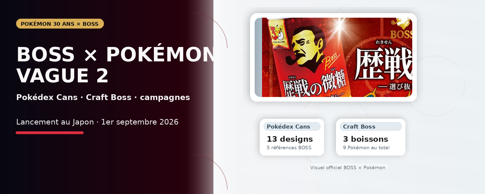 BOSS × Pokémon 30 ans vague 2 avec les Pokédex Cans, Craft BOSS et G-jackets