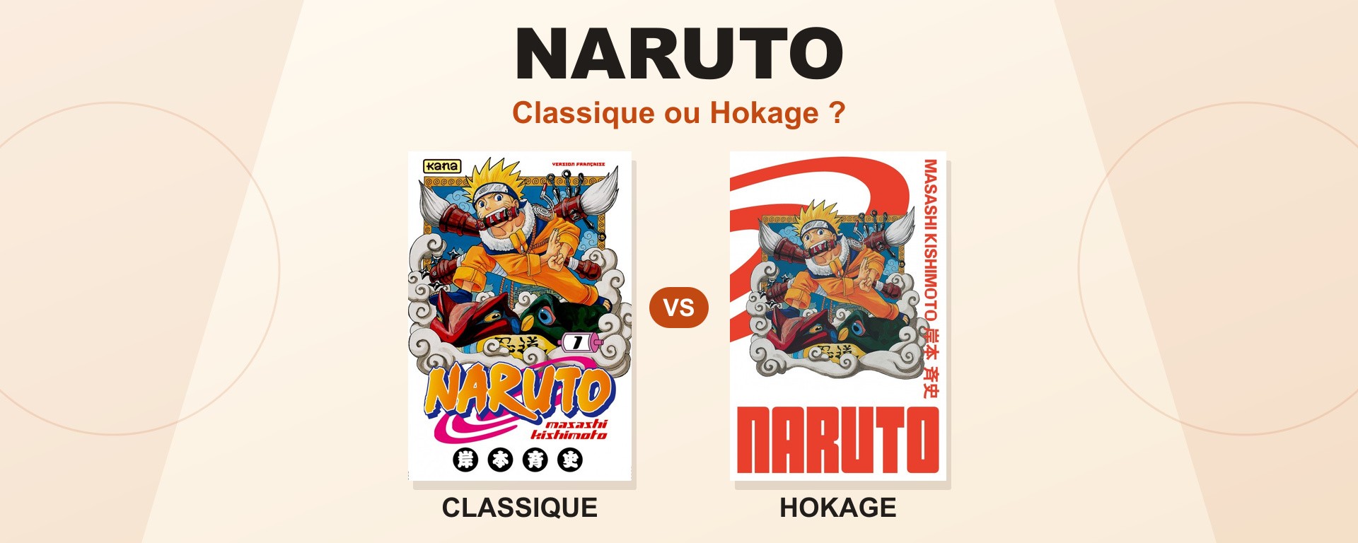 Naruto : couvertures françaises des tomes 1, édition classique et édition Hokage