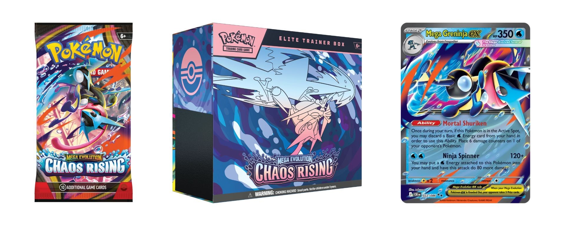 Chaos Rising booster ETB Méga-Amphinobi ex carte Pokémon Chaos Ascendant TCG