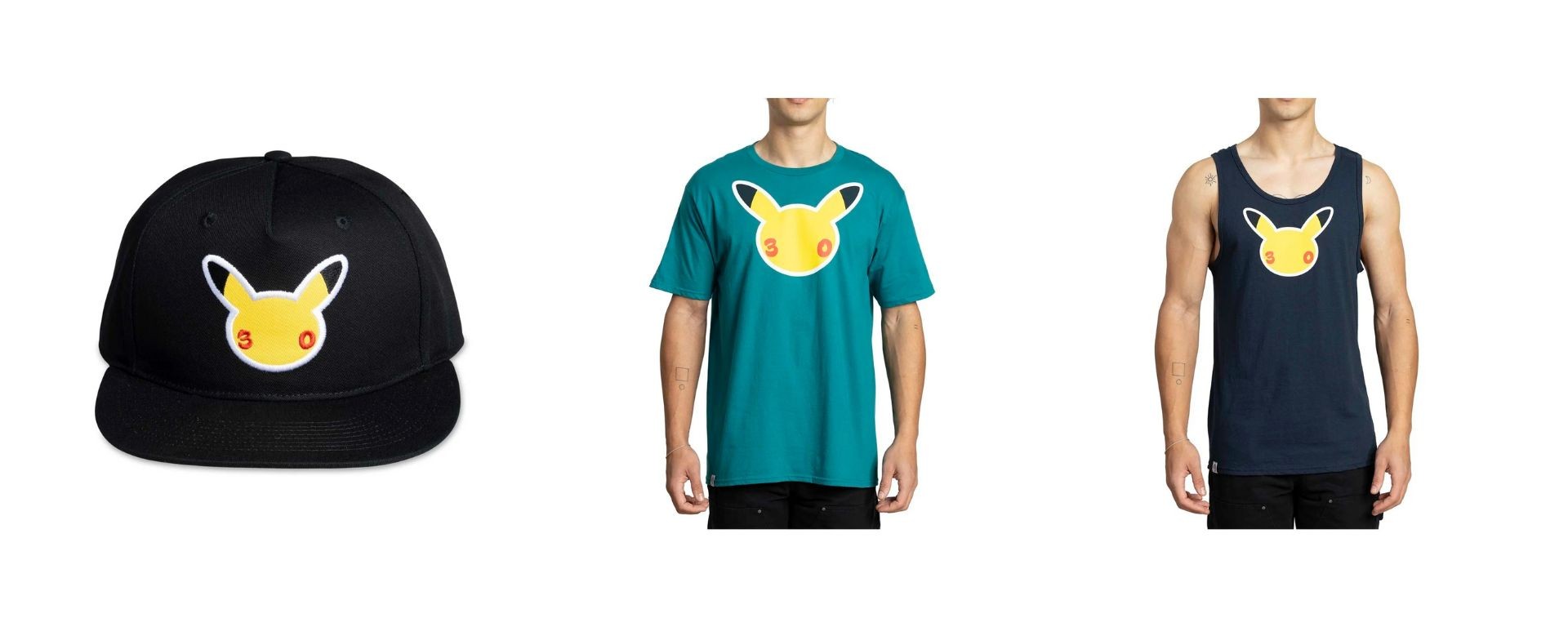 Casquette et vêtements Pokémon 30e anniversaire avec logo Pikachu officiel