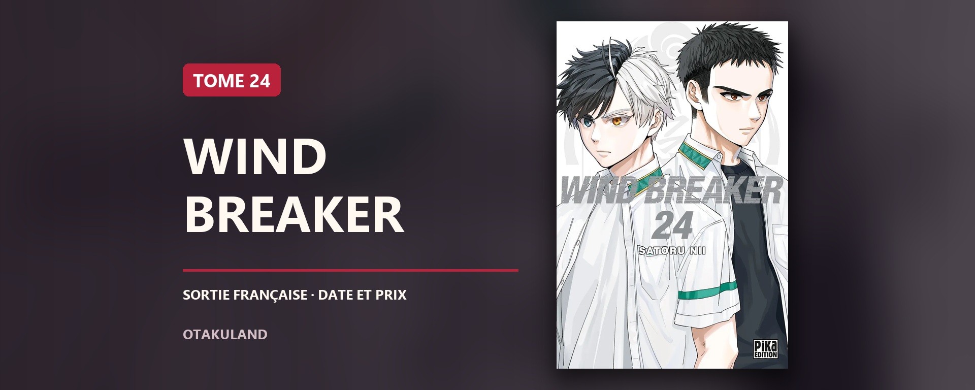 Bandeau officiel Wind Breaker tome 24, édition française Pika
