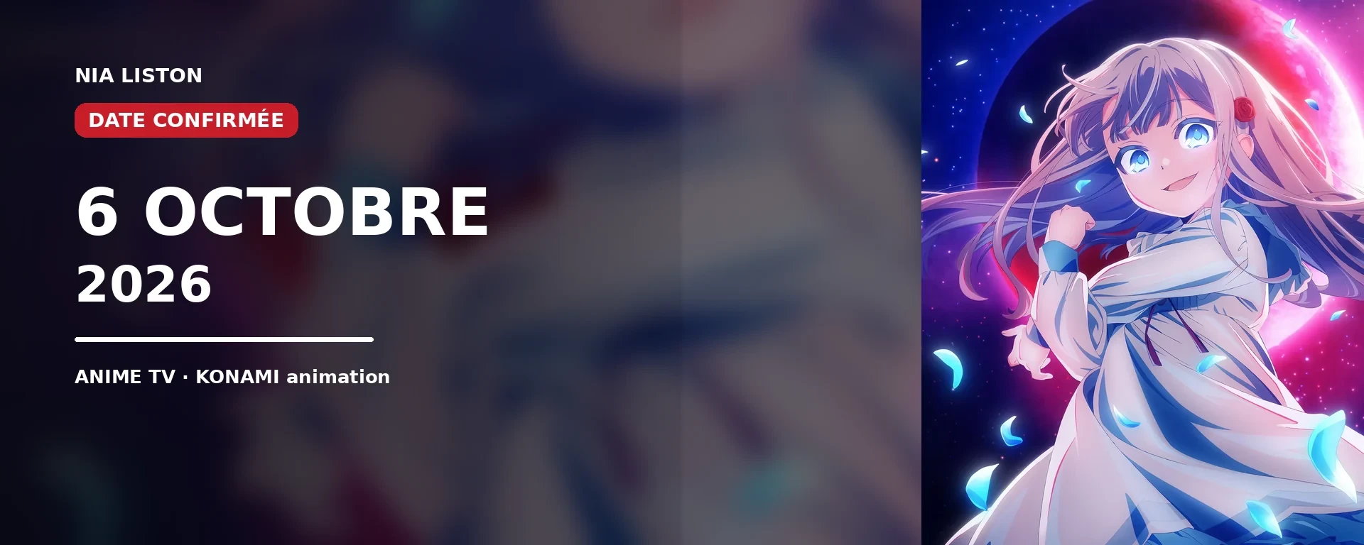 Nia Liston anime — date de sortie du 6 octobre 2026