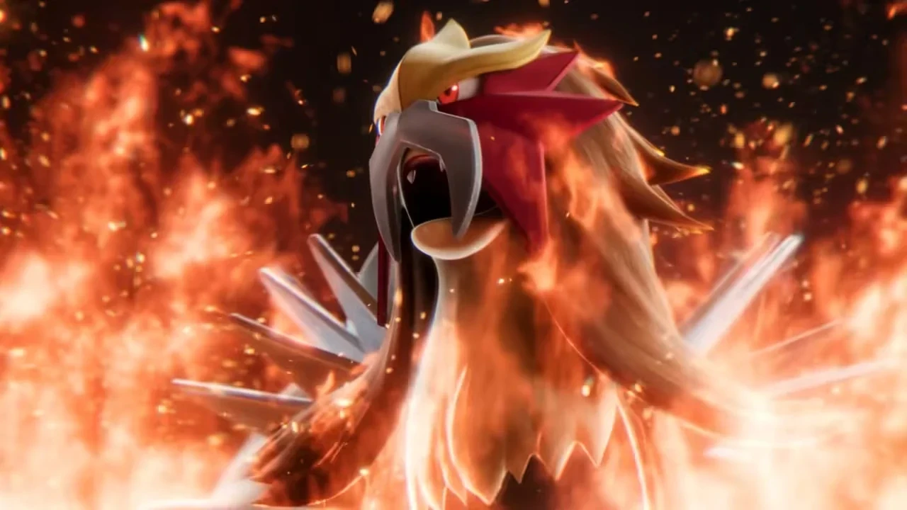Entei entouré de flammes dans le teaser Pokémon ex★