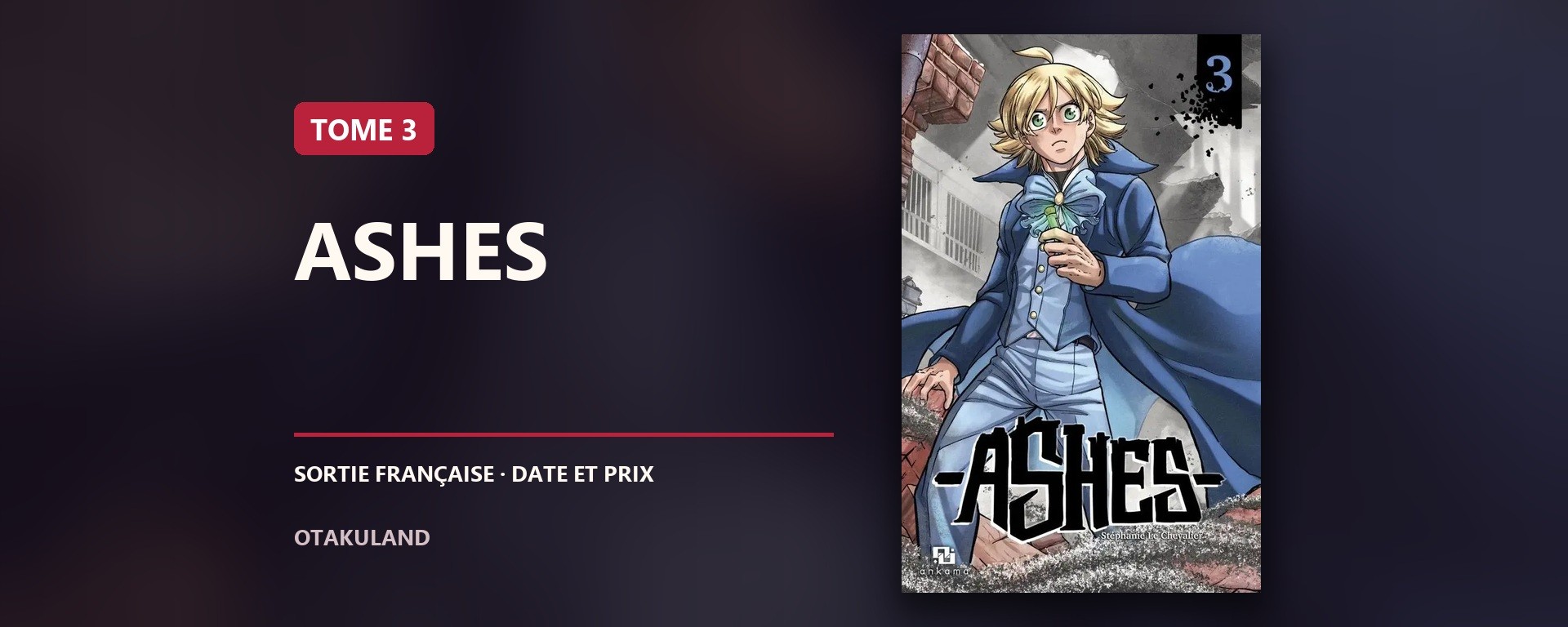 Bandeau Ashes tome 3 avec couverture française Ankama