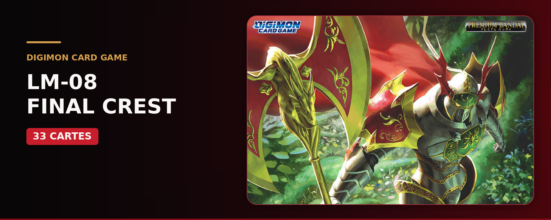 Couverture de l’article Digimon Card Game LM-08 FINAL CREST présentant le visuel officiel du pack