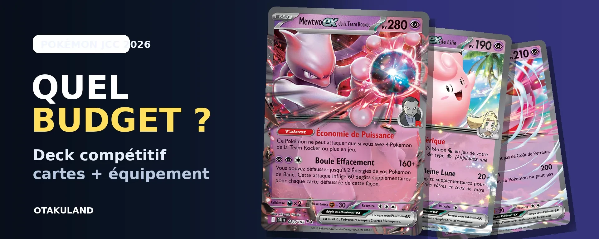 Deck Pokémon compétitif 2026 avec Mewtwo-ex de la Team Rocket, Mélofée-ex de Lilie et Latias-ex