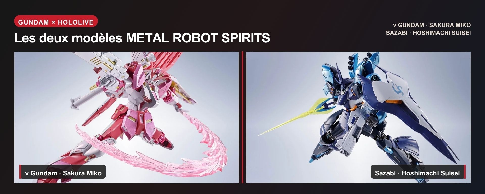 Gundam × hololive – ν Gundam Sakura Miko et Sazabi Hoshimachi Suisei METAL ROBOT SPIRITS