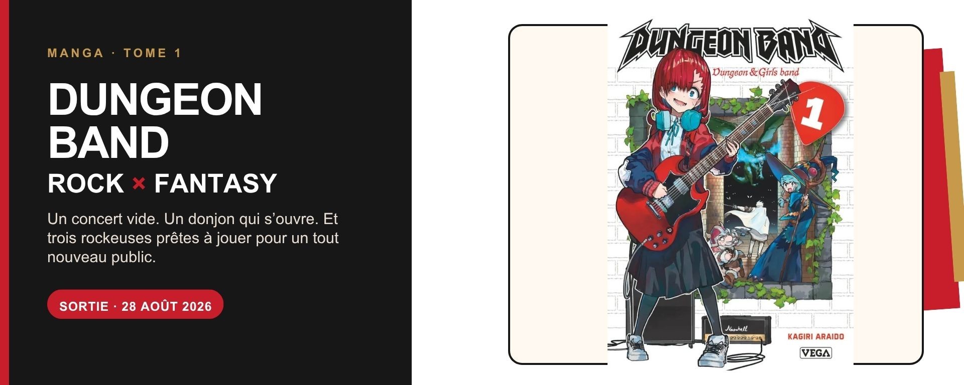 Dungeon Band tome 1 de Kagiri Araido — sortie le 28 août 2026 chez Vega-Dupuis