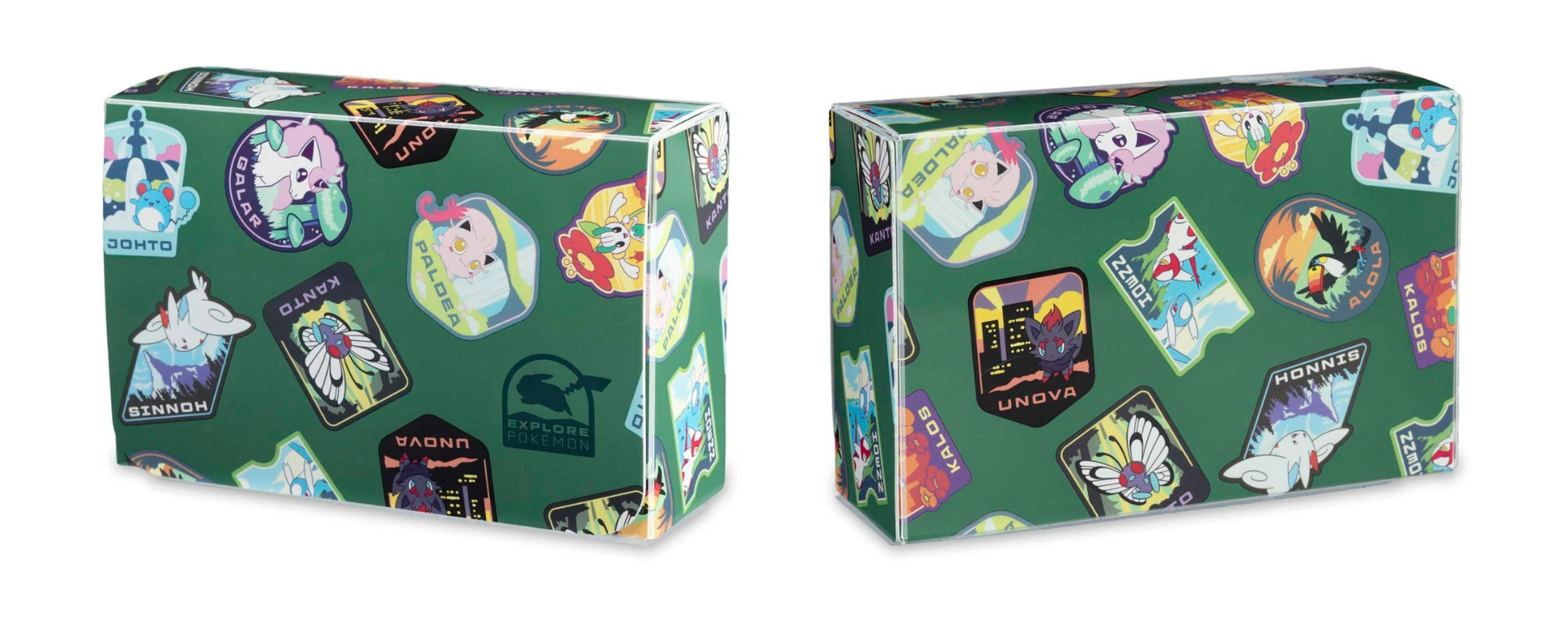 Double deck box Explore Pokémon avec motifs des régions Pokémon