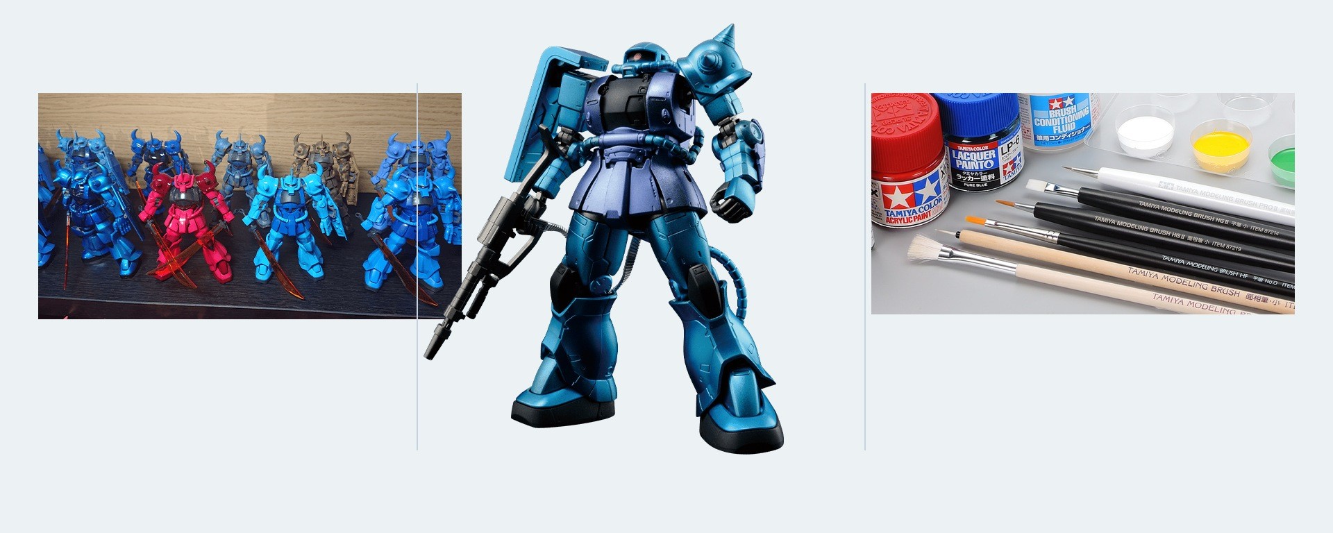 Maquette Gunpla peinte au pinceau, à la bombe aérosol et à l’aérographe