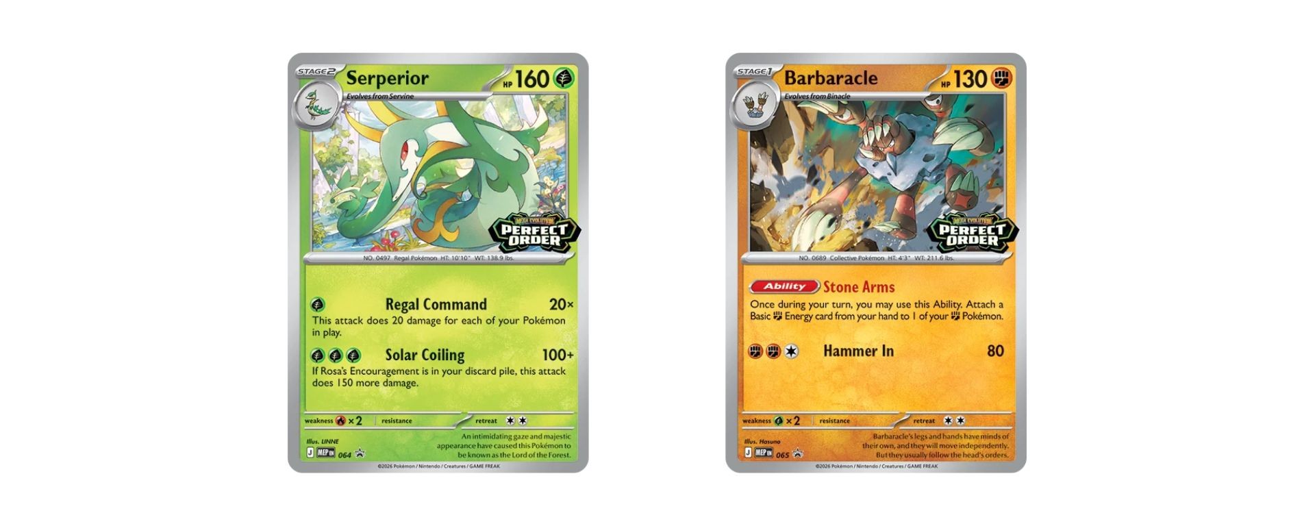 Cartes Pokémon Majaspic et Golgopathe promos Prerelease Perfect Order JCC Pokémon