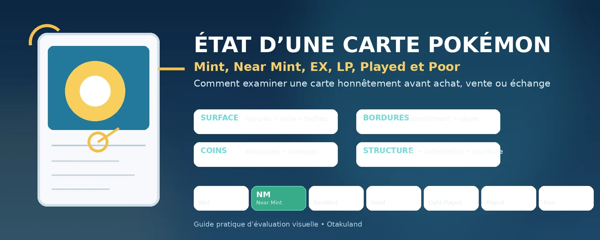 Guide pour évaluer l’état d’une carte Pokémon de Mint à Poor