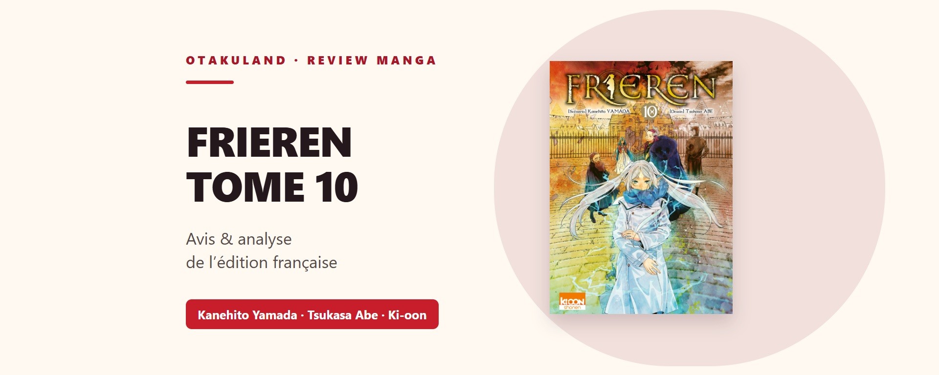 Bandeau de review Frieren tome 10, couverture française Ki-oon