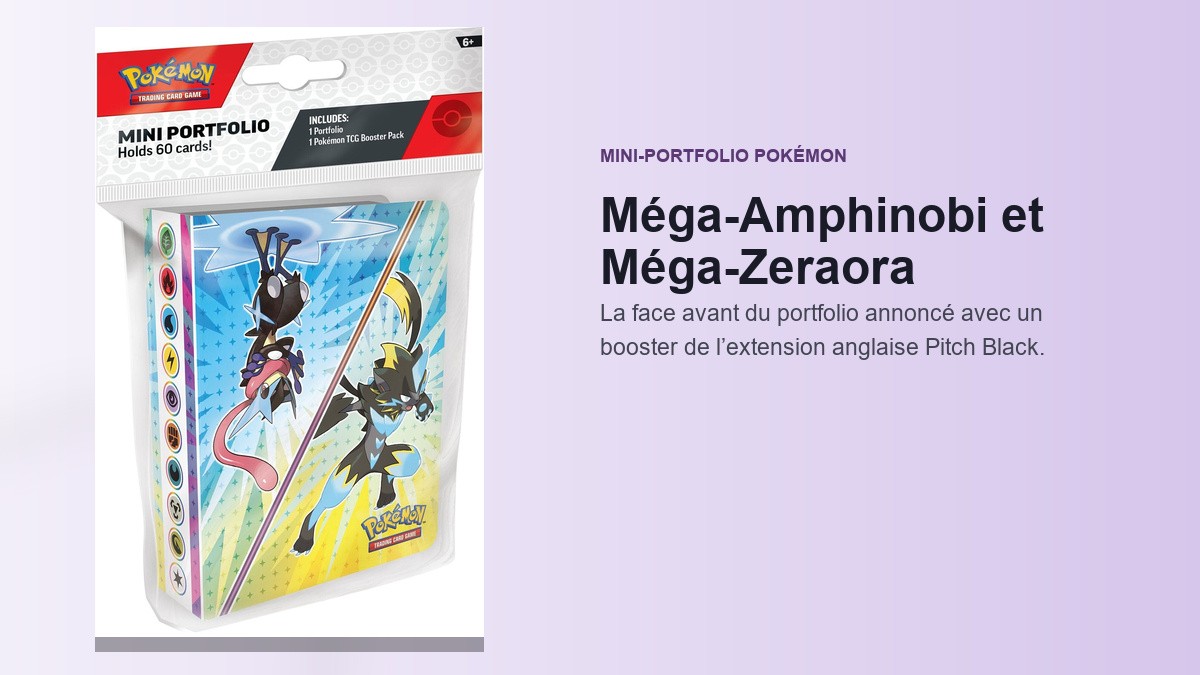 Face avant du mini-portfolio Pokémon Méga-Amphinobi avec Méga-Zeraora