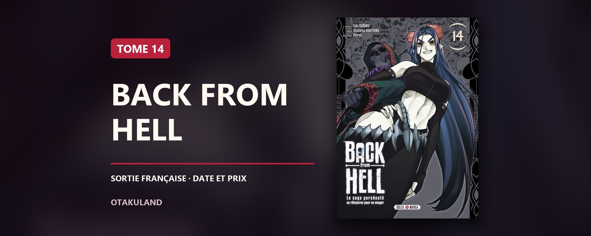 Couverture française de Back from Hell tome 14, édition Soleil Manga