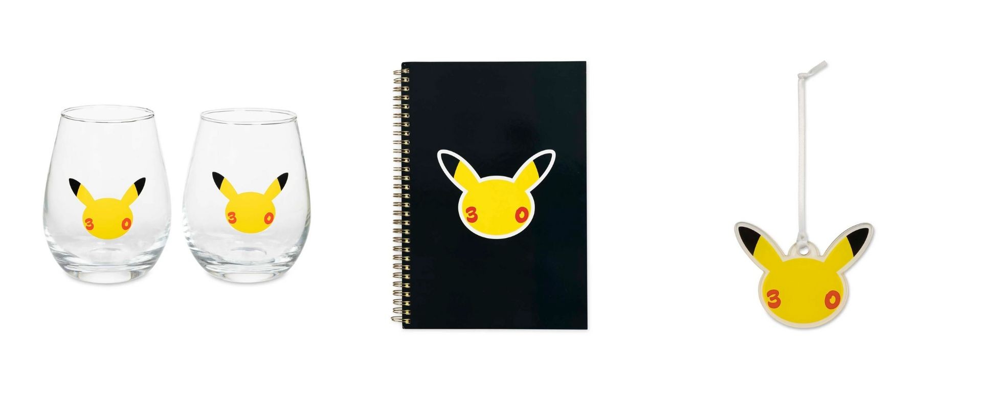 Verres, carnet et accessoire Pokémon 30e anniversaire avec logo Pikachu