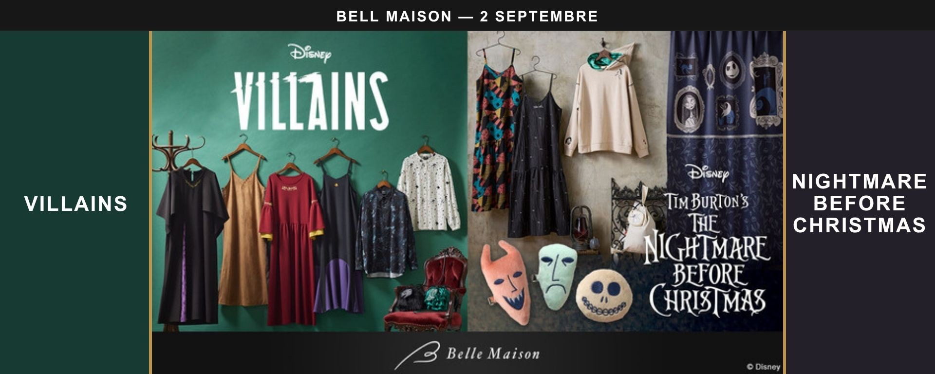 Disney Villains et The Nightmare Before Christmas — collection Halloween Bell Maison 2026