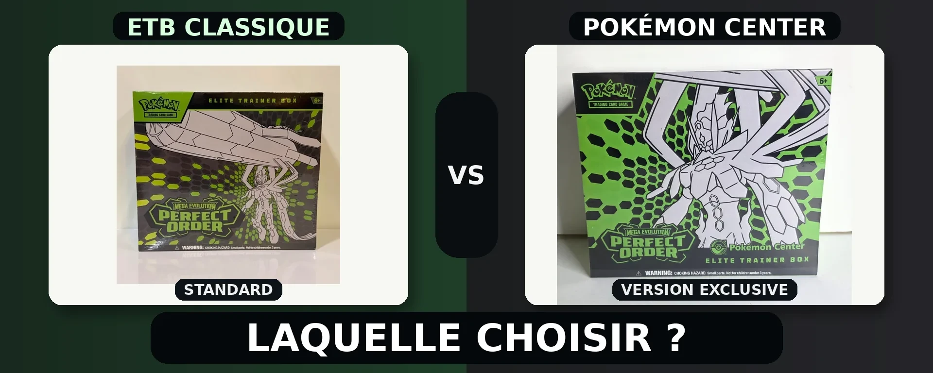 ETB Pokémon Perfect Order classique comparée à la version Pokémon Center