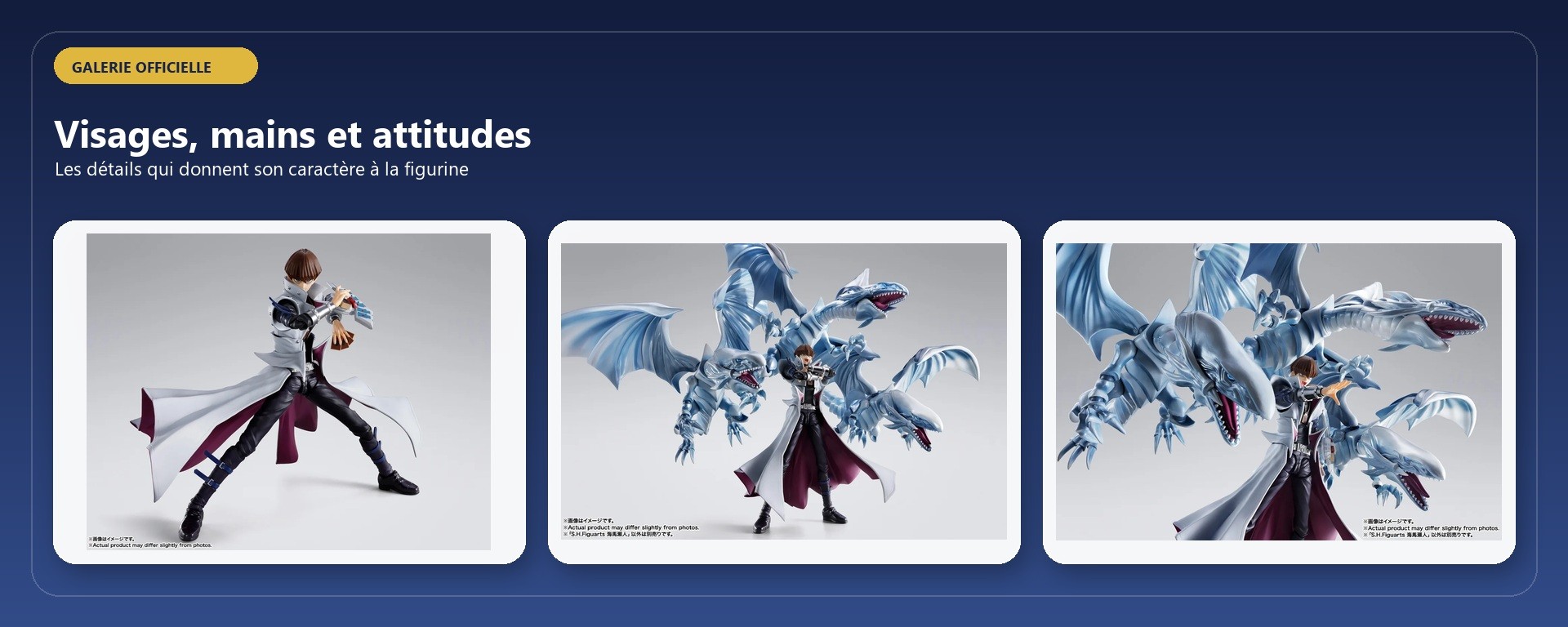 S.H.Figuarts Seto Kaiba avec visages, mains et effet Blue-Eyes