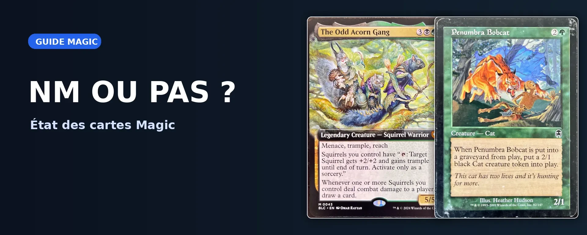 Comparaison de deux cartes Magic pour apprendre à évaluer leur état