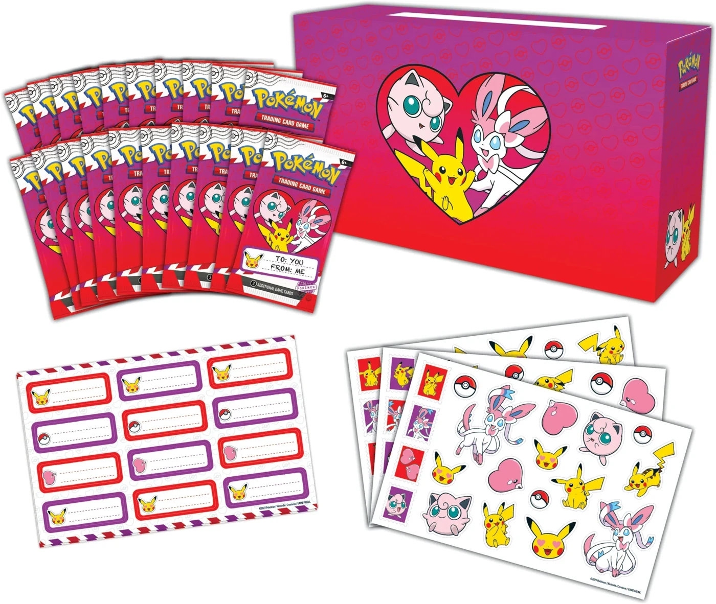 Contenu de la Valentine’s Box : mini-paquets Collect & Share, étiquettes et autocollants