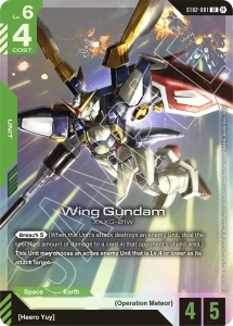 Carte officielle Gundam Card Game ST02-001, Wing Gundam (Bird Mode)