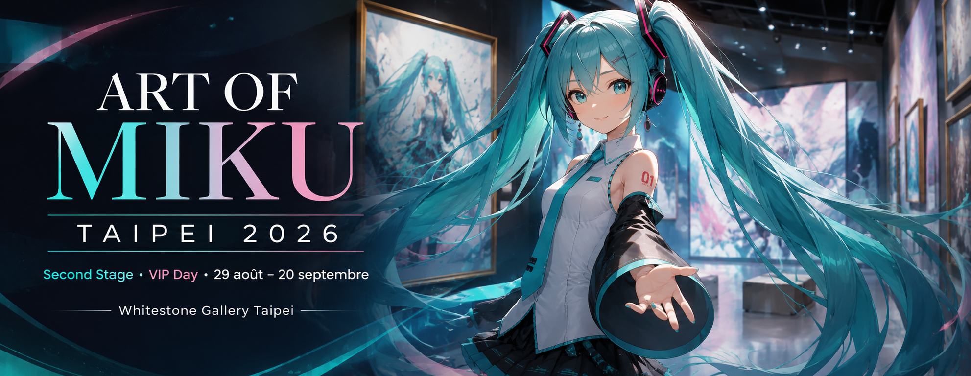 ART OF MIKU Taipei Exhibition avec Hatsune Miku et des œuvres de l’exposition