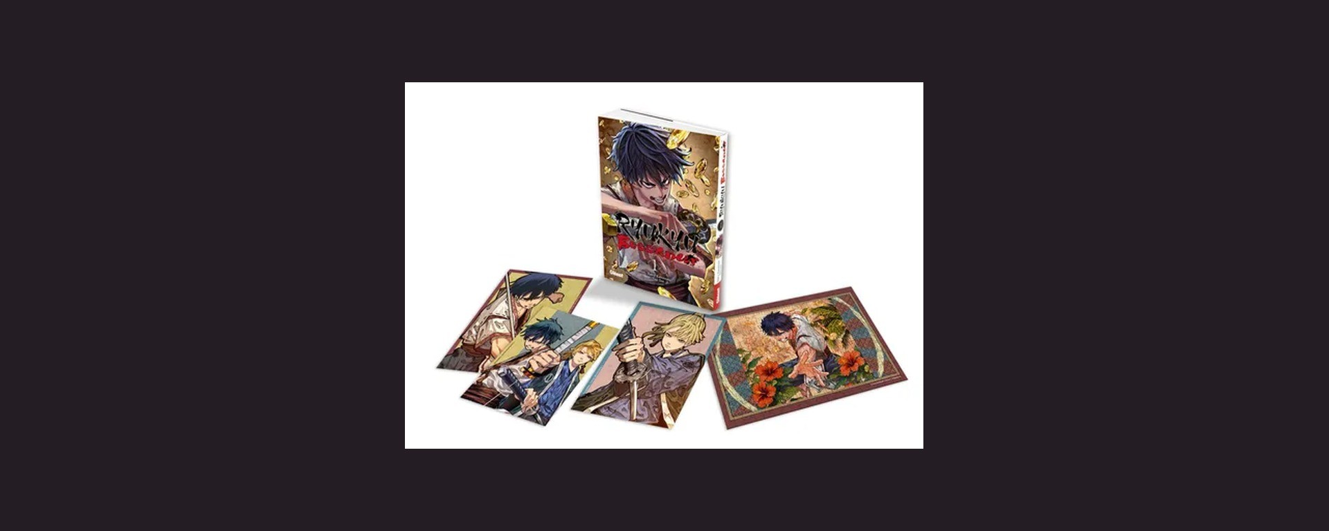 Édition collector française du tome 1 de Ryukyu Buccaneer avec le manga et ses ex-libris