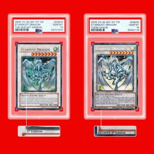Comparaison PSA du marquage 1st Edition sur deux impressions de Stardust Dragon