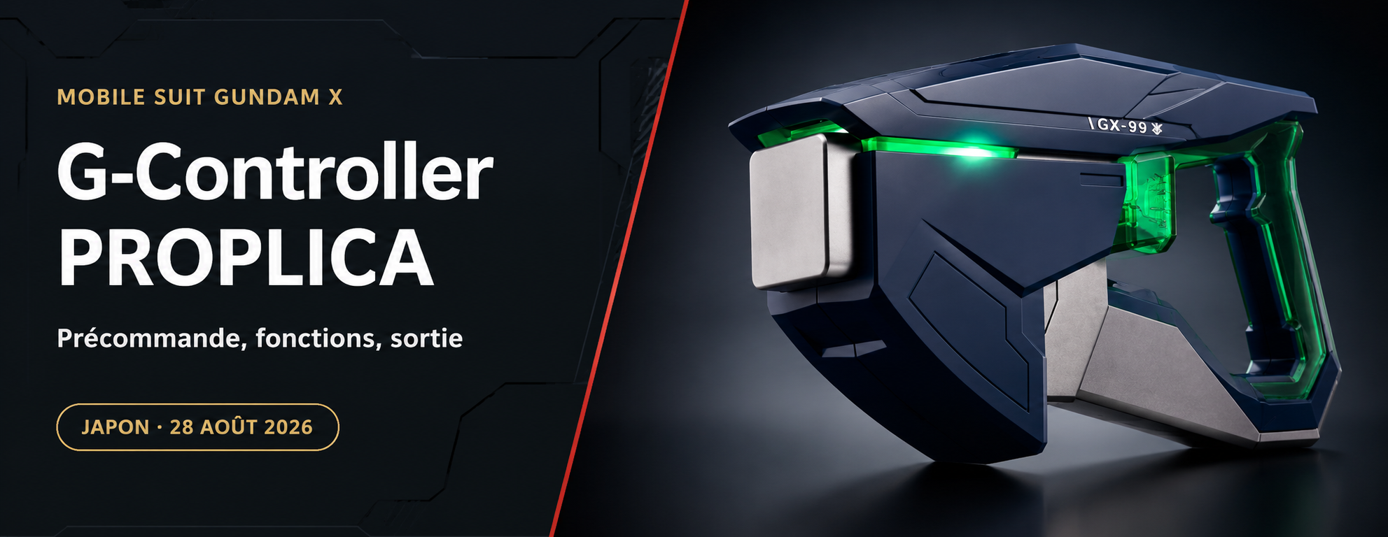 PROPLICA G-Controller de Mobile Suit Gundam X présenté avec son écran et son socle
