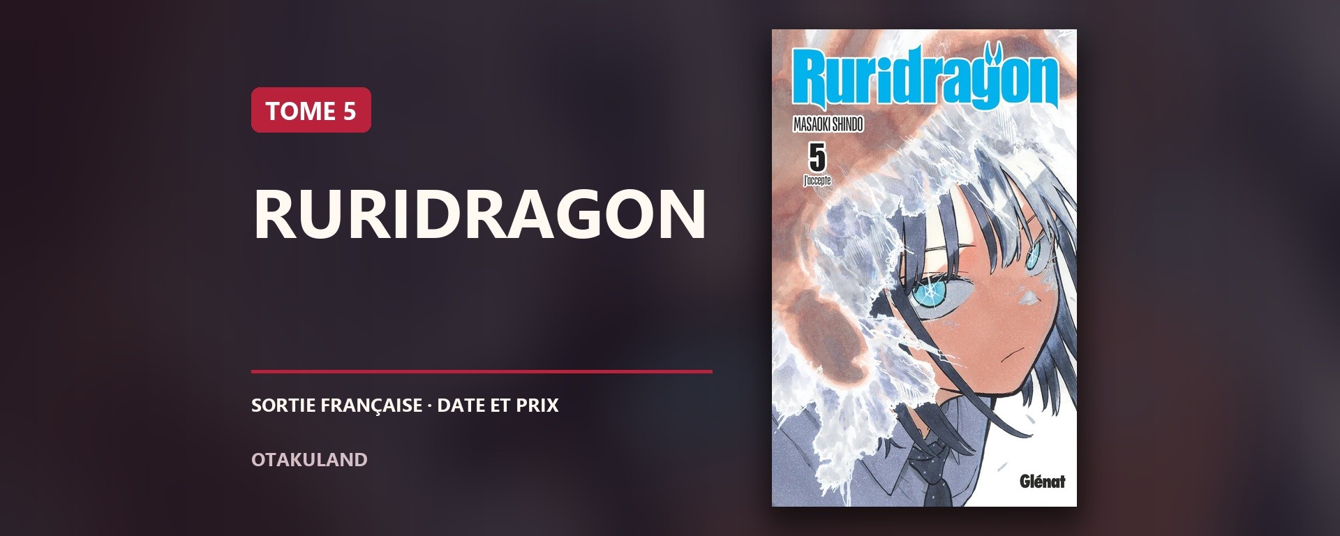 Couverture française de RuriDragon tome 5, édition Glénat, avec Ruri entourée de glace