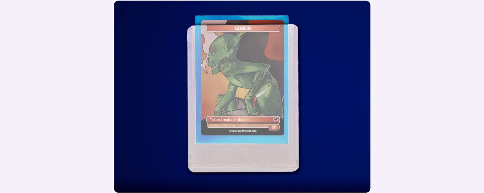 Exemple Cardmarket d’une carte dans une sleeve et un toploader rigide, pour illustrer une protection contre la pliure.