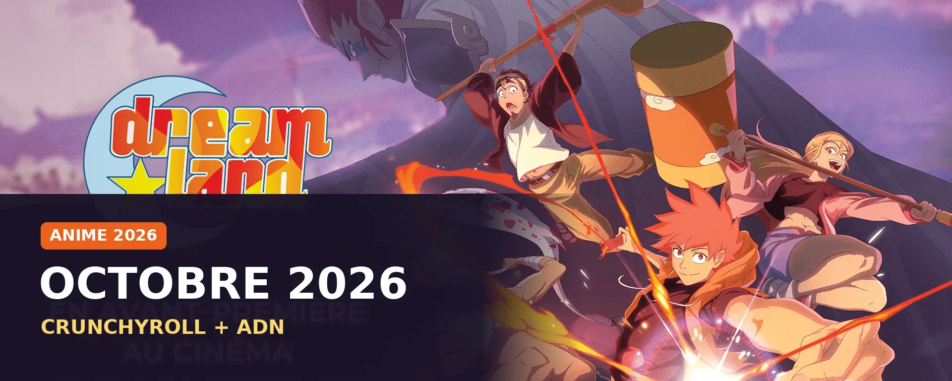 Affiche de l’anime Dreamland avec Terrence et son groupe, sortie octobre 2026