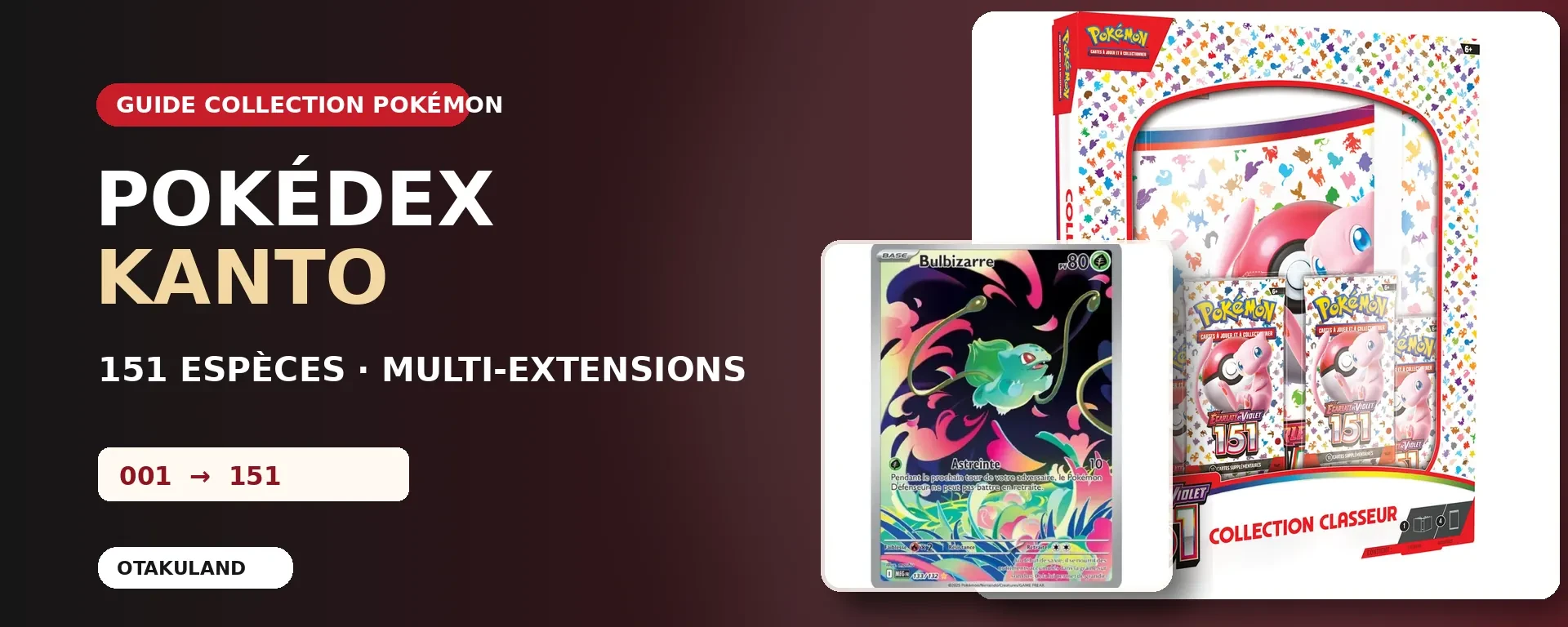 Pokédex Kanto de 151 Pokémon en cartes, guide de collection multi-extensions