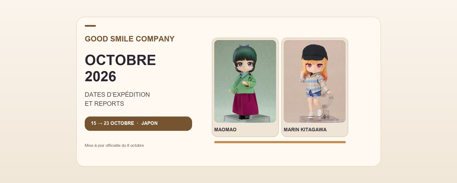 Nendoroid Doll Maomao et Marin Kitagawa, deux figurines Good Smile prévues à l’expédition en octobre 2026