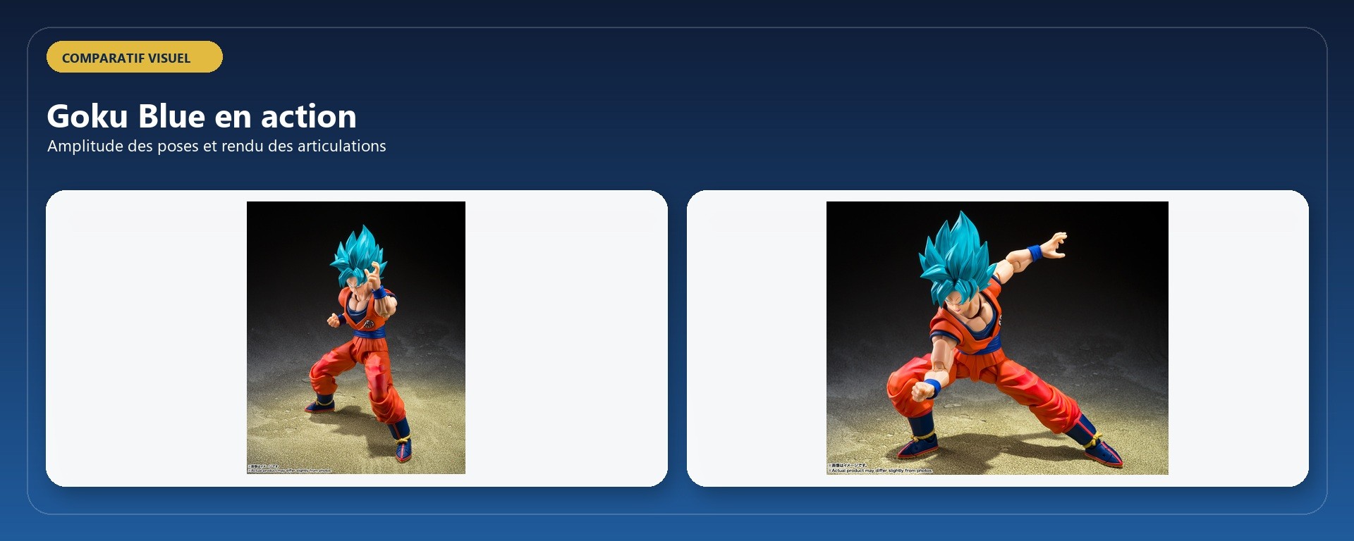 S.H.Figuarts Goku Super Saiyan God Super Saiyan en poses dynamiques